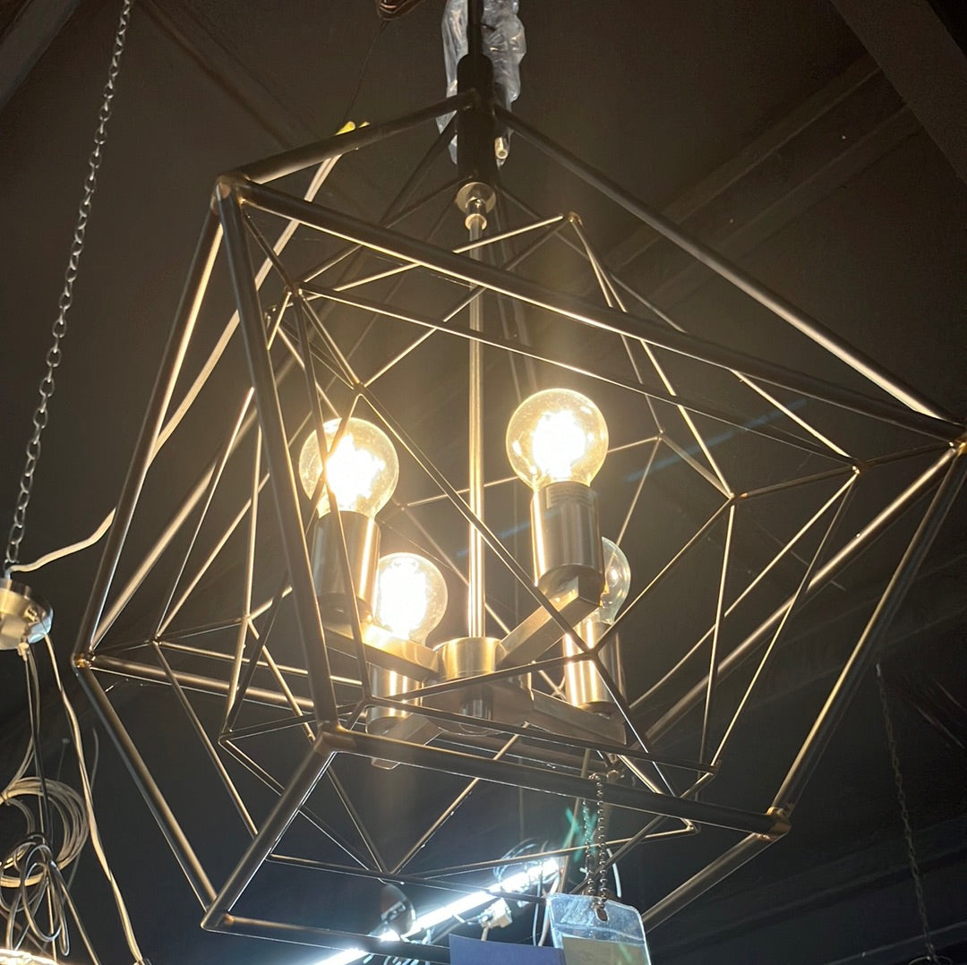 Vaxcel Lighting Bartlett 4 Light 24" Wide Pendant Model: P0328 Oil Rubber Bronze Satin Nickel DISPLAY MODEL