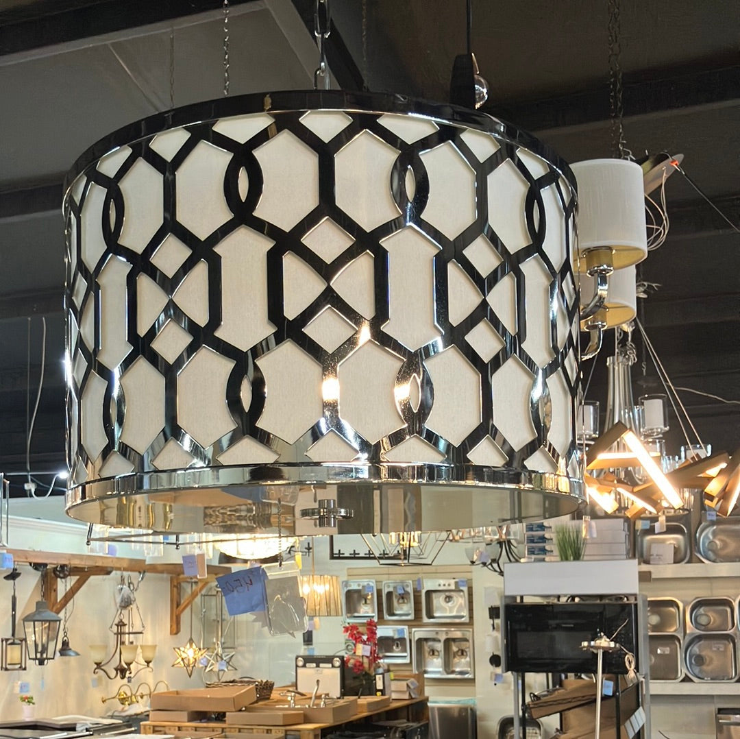 Lighting Group Jennings 5 Light 24" Wide Pendant with Silk Shade C2266-PN DISPLAY MODEL