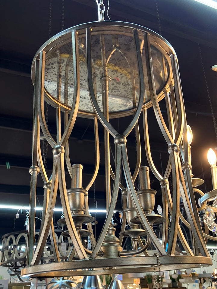 SIGNATURE HARDWARE Minetta 4-Light Candelabra E-12 Pendant in Gilded Silver (60W) PL8977GS DISPLAY MODEL