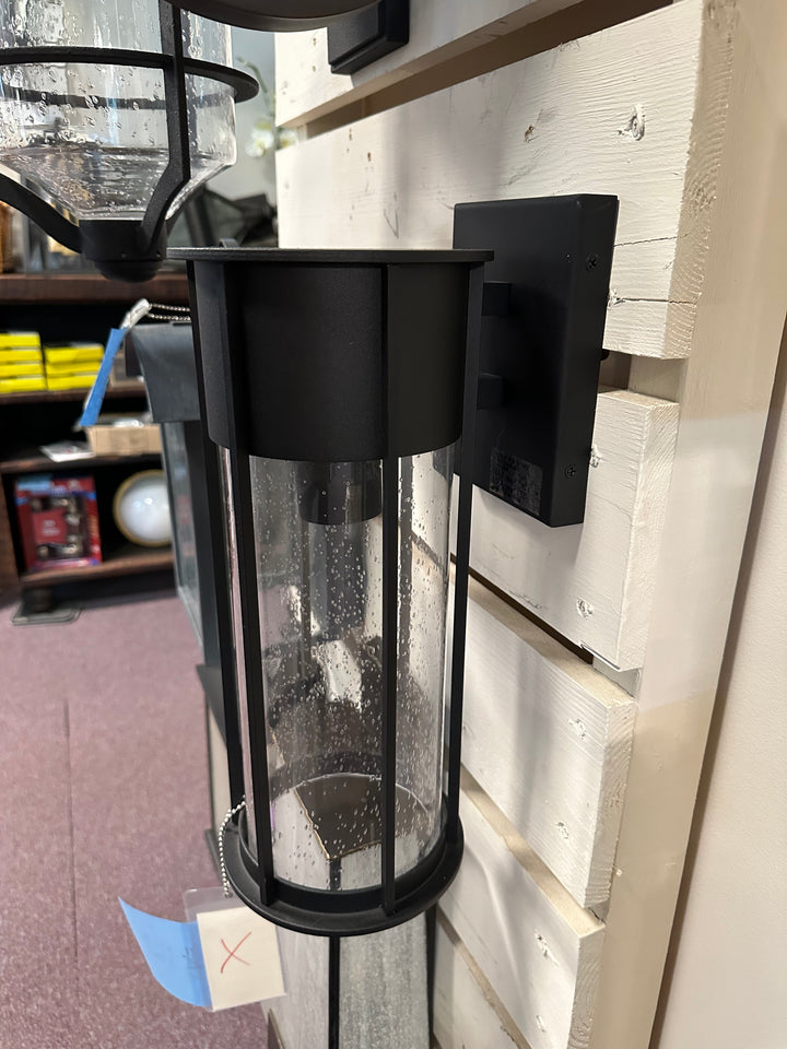 Kichler Camillo Outdoor Wall Light  59080BKT 1-Light   Clear Seeded Glass   Size:6" W x 14.75" H TEXTURED BLACK DISPLAY MODEL
