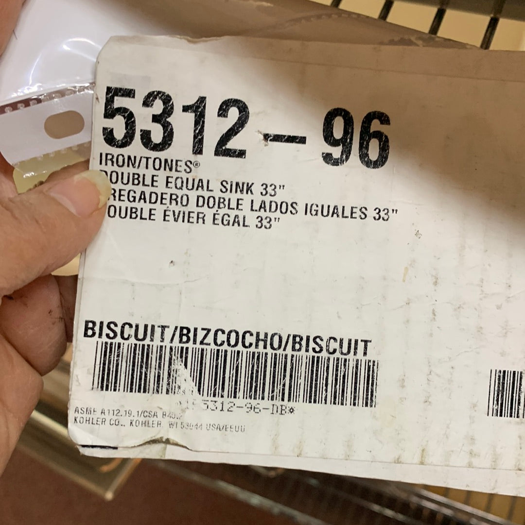 KOHLER 5312-0 Iron/Tones Kitchen Sink, biscuit DISPLAY MODEL