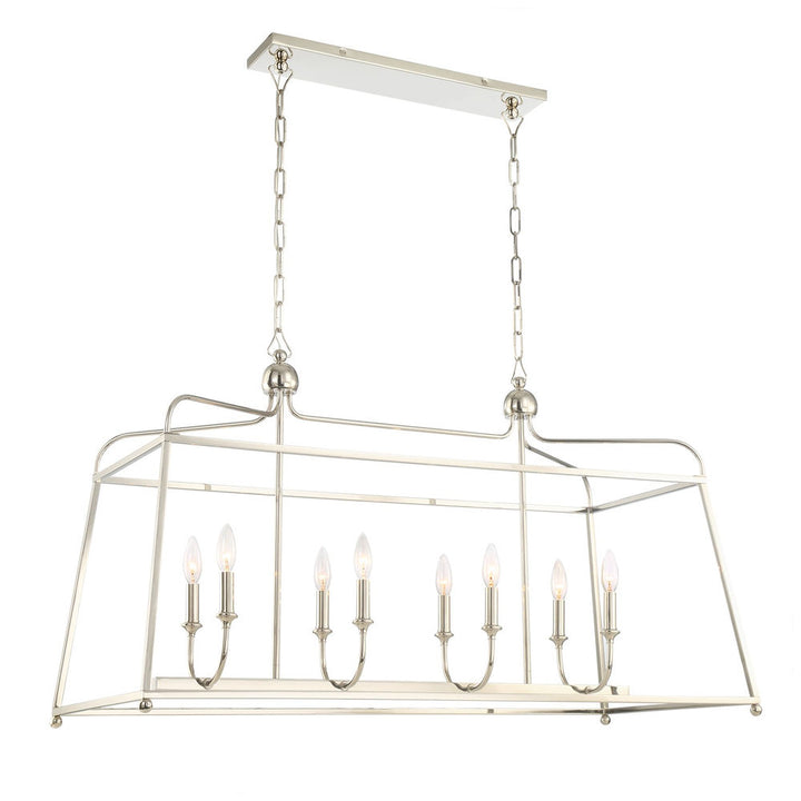 Crystorama Sylvan 8 Light Polished Nickel Linear Chandelier 2249-PN *NEW DISPLAY
