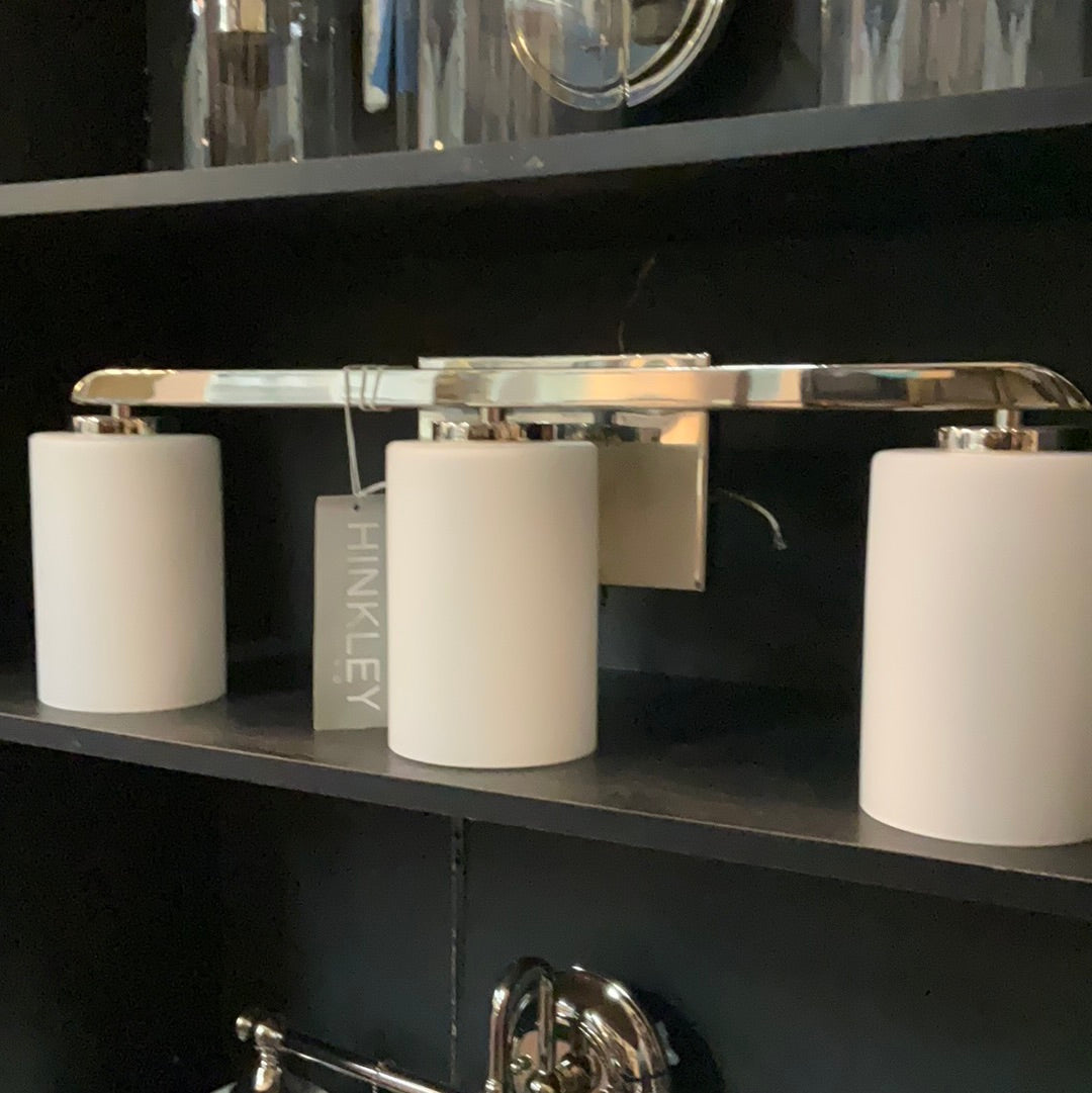 Hinkley Lighting 55023PN Kyra 3 Light 24 Inch Vanity Light In Polished Nickel With Etched Opal Glass DISPLAY MODEL