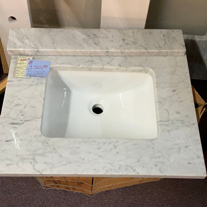 D&J under Mount sink DJS72522M 49 in. W x 22 in. D Cultured Marble White Rectangular Single Sink Vanity Top in Everest DISPLAY MODEL