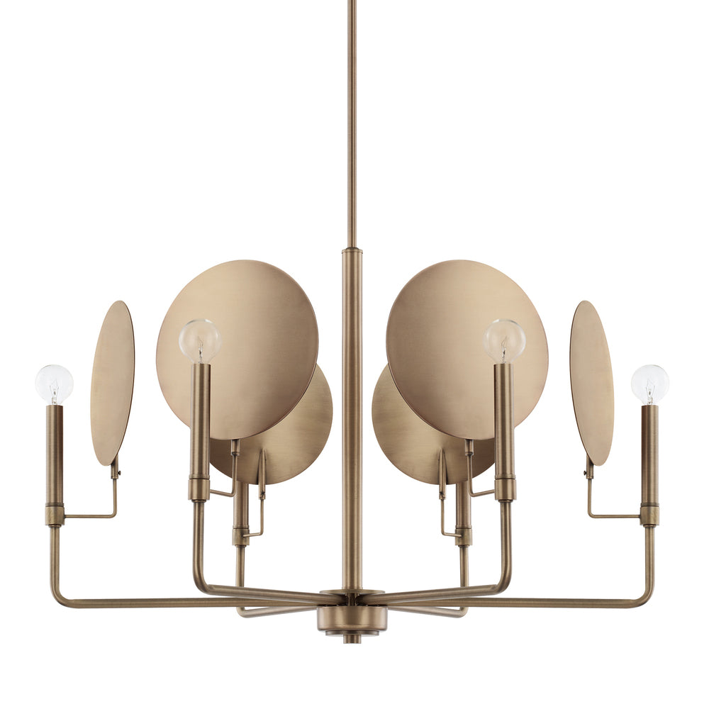 Capital LIGHTING 6 Light Chandelier Gold Six Candle Reflection AGED BRASS 427761AD DISPLAY MODEL