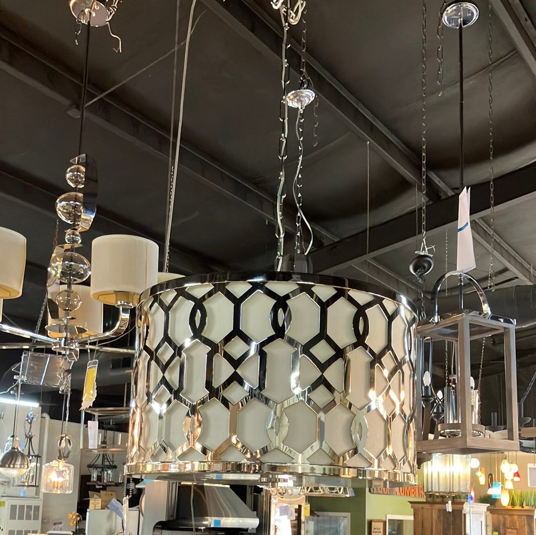 Lighting Group Jennings 5 Light 24" Wide Pendant with Silk Shade C2266-PN DISPLAY MODEL