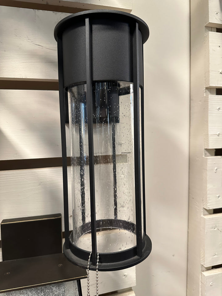 Kichler Camillo Outdoor Wall Light  59080BKT 1-Light   Clear Seeded Glass   Size:6" W x 14.75" H TEXTURED BLACK DISPLAY MODEL