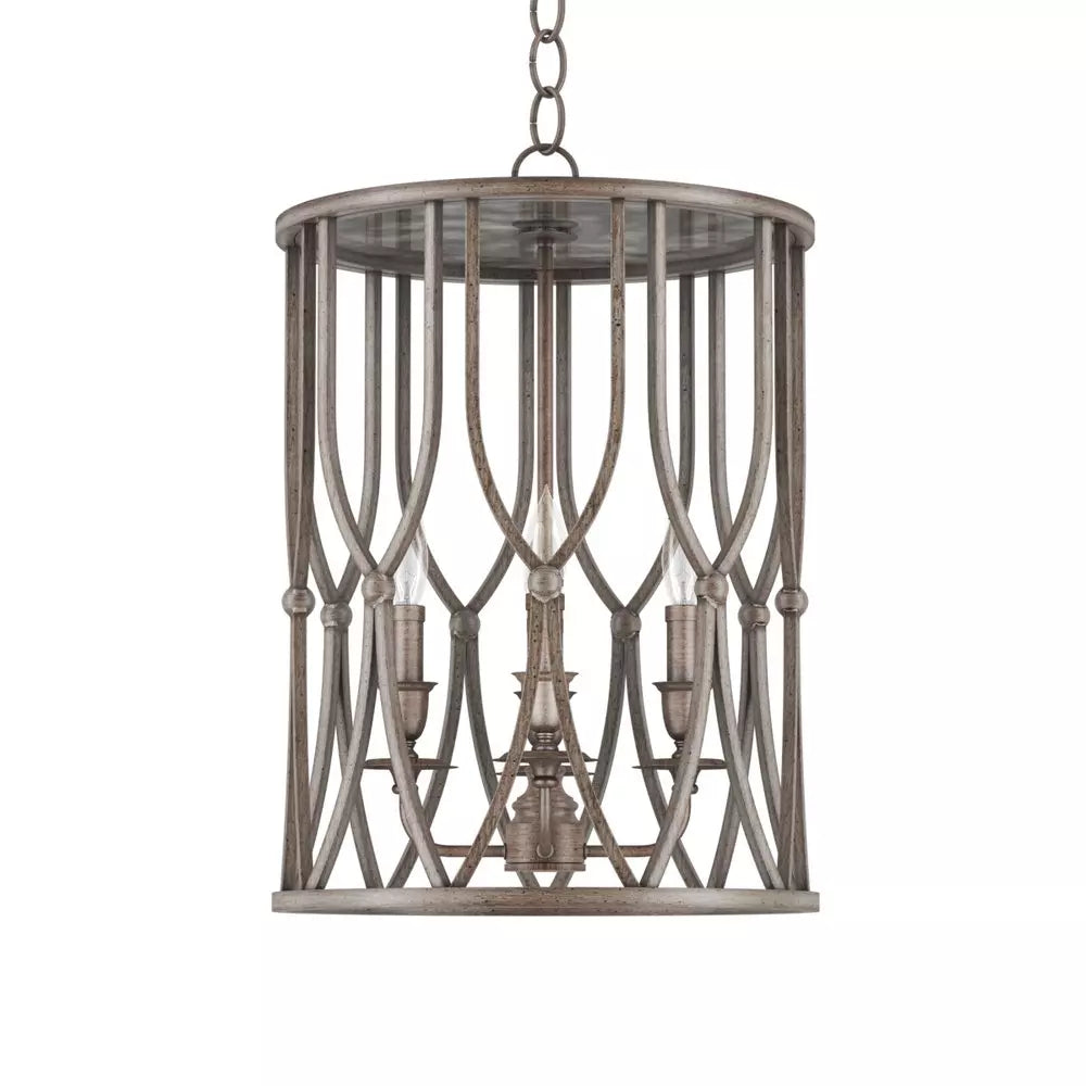 SIGNATURE HARDWARE Minetta 4-Light Candelabra E-12 Pendant in Gilded Silver (60W) PL8977GS DISPLAY MODEL
