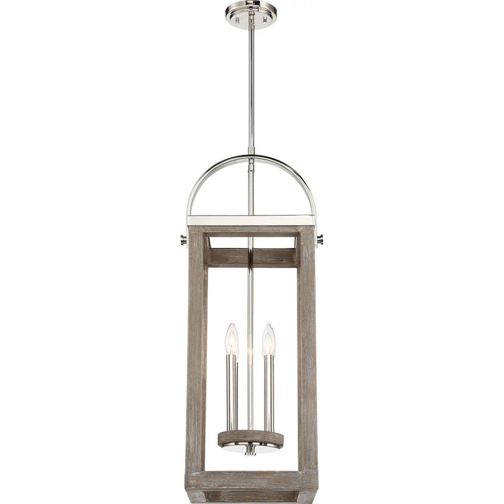 NUVO 60-6481 BLISS 4 LIGHT PENDANT  Bliss - 4 Light Pendant - Driftwood Finish with Polished Nickel Accents DISPLAY MODEL
