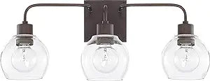 KICHLER HomePlace Lighting 120031BZ-426 Tanner Urban/Industrial Clear Glass Bathroom Vanity Wall Light, 3-Light 300 Total Watts, 10" H x 25" W, Bronze DISPLAY MODEL
