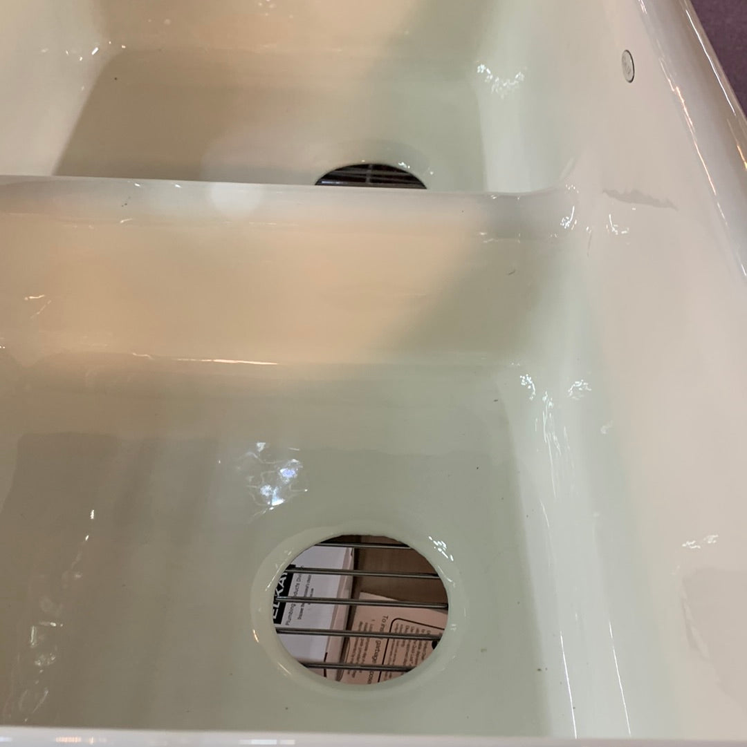 KOHLER 5312-0 Iron/Tones Kitchen Sink, biscuit DISPLAY MODEL