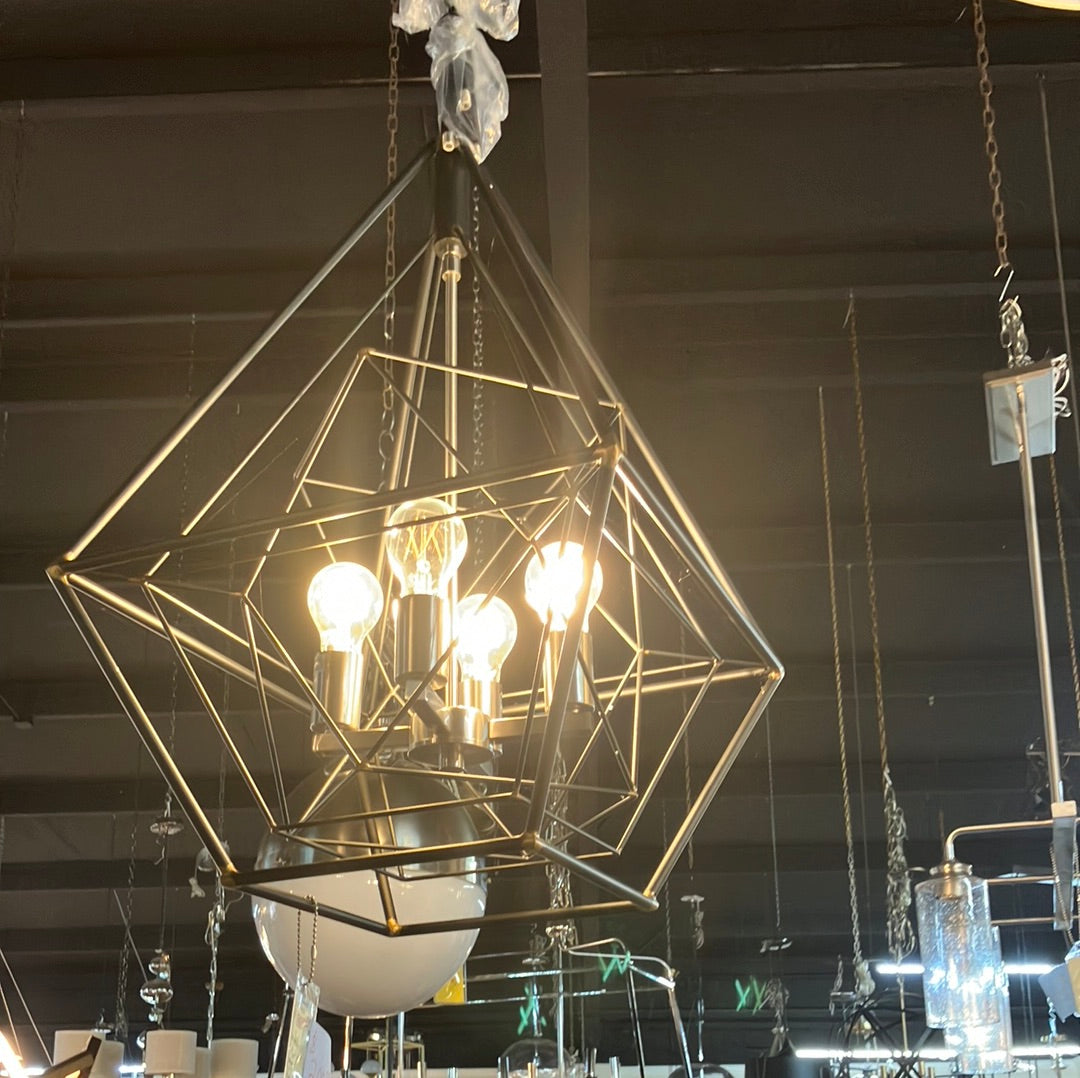 Vaxcel Lighting Bartlett 4 Light 24" Wide Pendant Model: P0328 Oil Rubber Bronze Satin Nickel DISPLAY MODEL