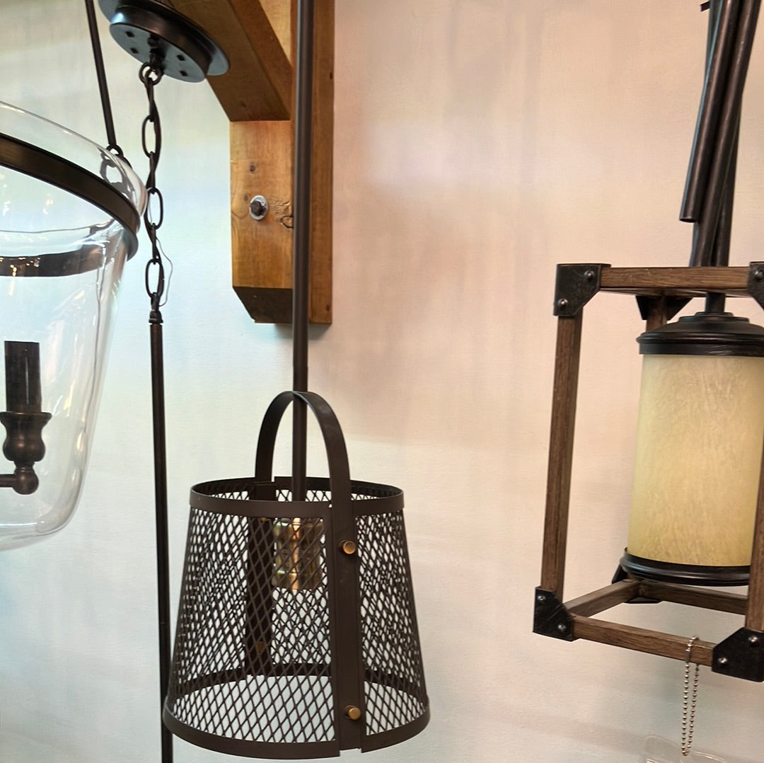 Park harbor PHPL5301ORB Buel 9" Wide Single Light Mini Pendant with Rustic Cage Frame DISPLAY MODEL