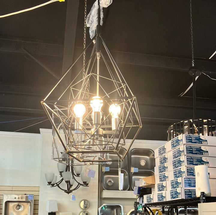 Vaxcel Lighting Bartlett 4 Light 24" Wide Pendant Model: P0328 Oil Rubber Bronze Satin Nickel DISPLAY MODEL
