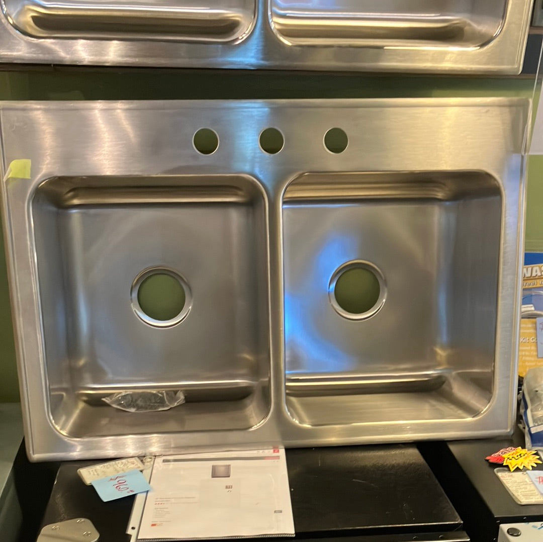 Stylist Group 33 x 22 in. 3 Hole Stainless Steel Double Bowl Drop-in Kitchen Sink DLX2233A3 DISPLAY MODEL