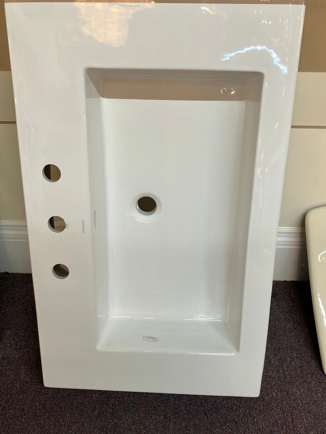 Ronbow RON217737-8-WH Ceramic White Rectangle Lavatory Sink with Overflow DISPLAY MODEL