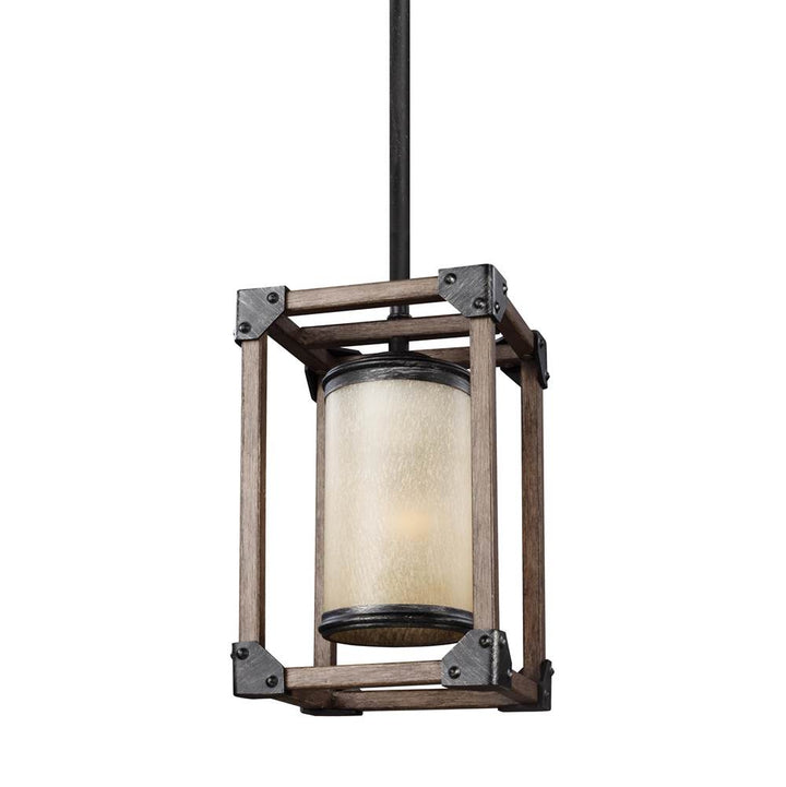 Generation Lighting Dunning Contemporary 1-Light Indoor Dimmable Ceiling Hanging Single Pendant Light In Stardust Finish With Creme Parchment Glass Shade DISPLAY MODEL