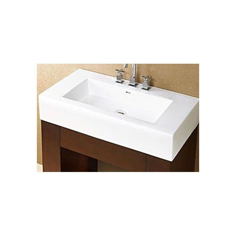 Ronbow RON217737-8-WH Ceramic White Rectangle Lavatory Sink with Overflow DISPLAY MODEL