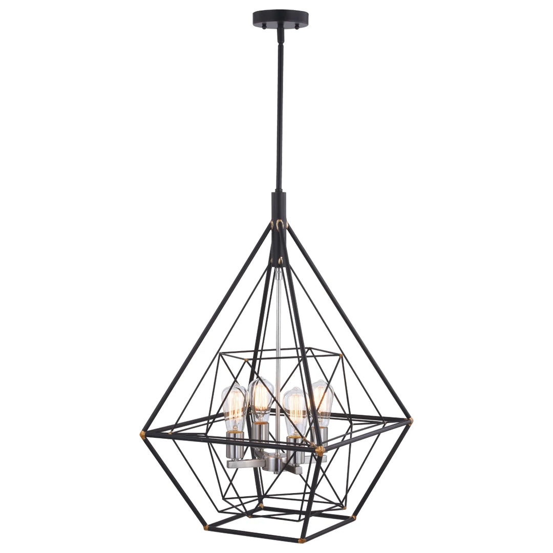 Vaxcel Lighting Bartlett 4 Light 24" Wide Pendant Model: P0328 Oil Rubber Bronze Satin Nickel DISPLAY MODEL