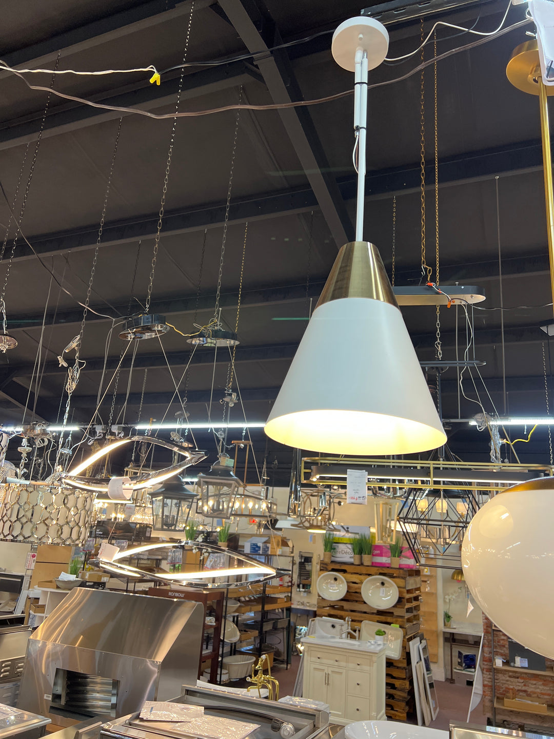 Millennium Lighting 9241-MW/MG Annos Pendant light in Matte White Modern Gold