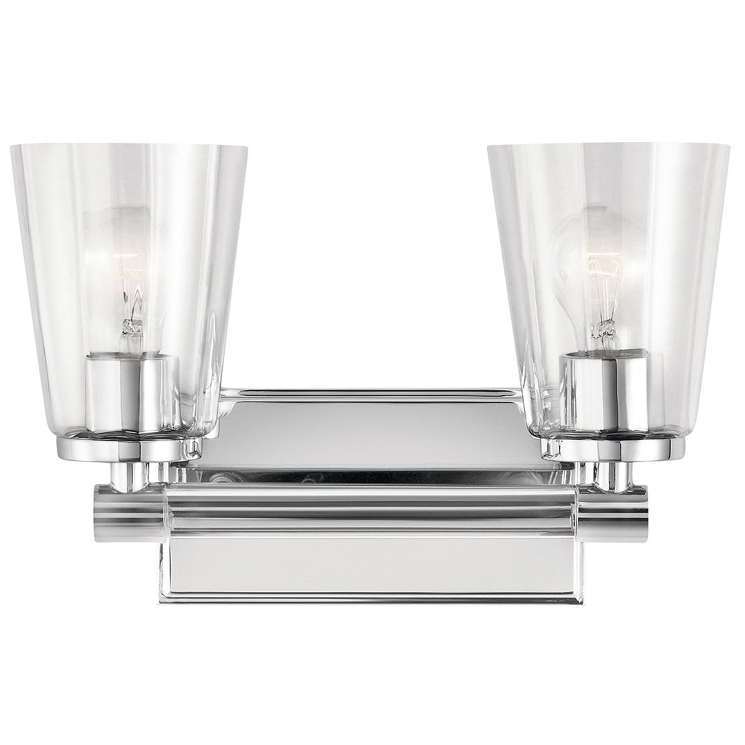 Kichler 45867CH Chrome 14 inch Audrea Vanity Light  2-Light   Clear Fluted Glass Vanity light DISPLAY MODEL