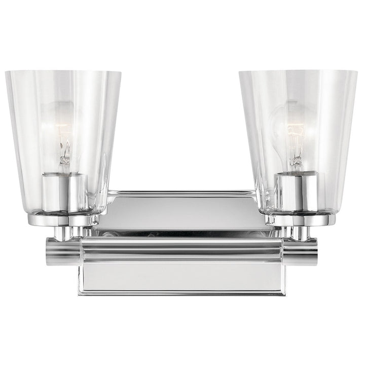 Kichler 45867CH Chrome 14 inch Audrea Vanity Light  2-Light   Clear Fluted Glass Vanity light DISPLAY MODEL