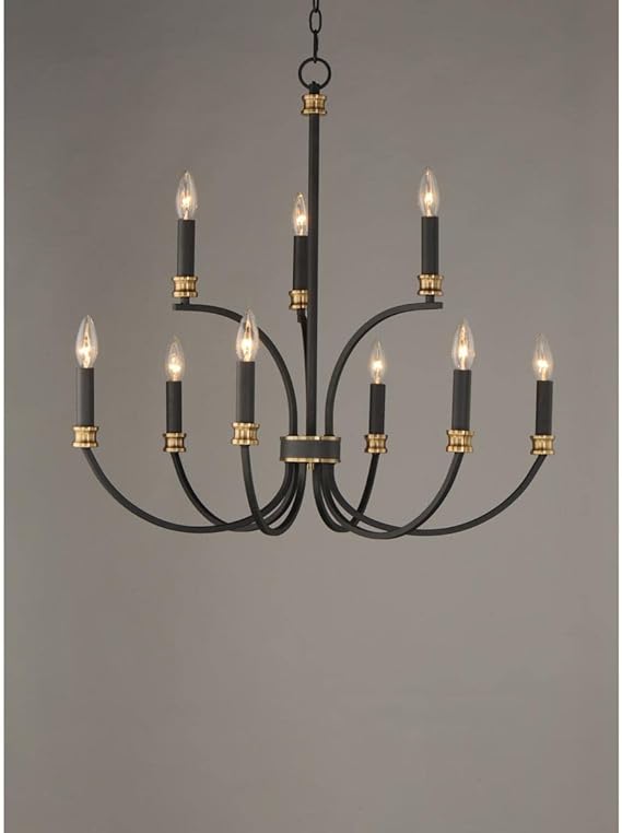 zMaxim Charlton - 9 Light Chandelier 11377BKAB maximum lighting international nine point candle chandelier with black and gold brass trimming