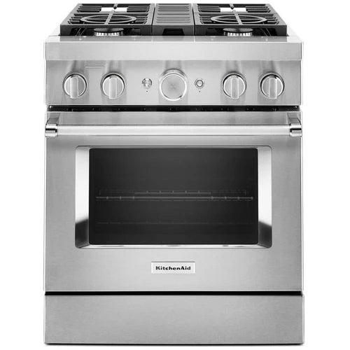 KitchenAid 30 Inch Commercial-Style Freestanding Dual Fuel Smart Range STAINLESS STEEL KFDC500JSS01 DISPLAY MODEL