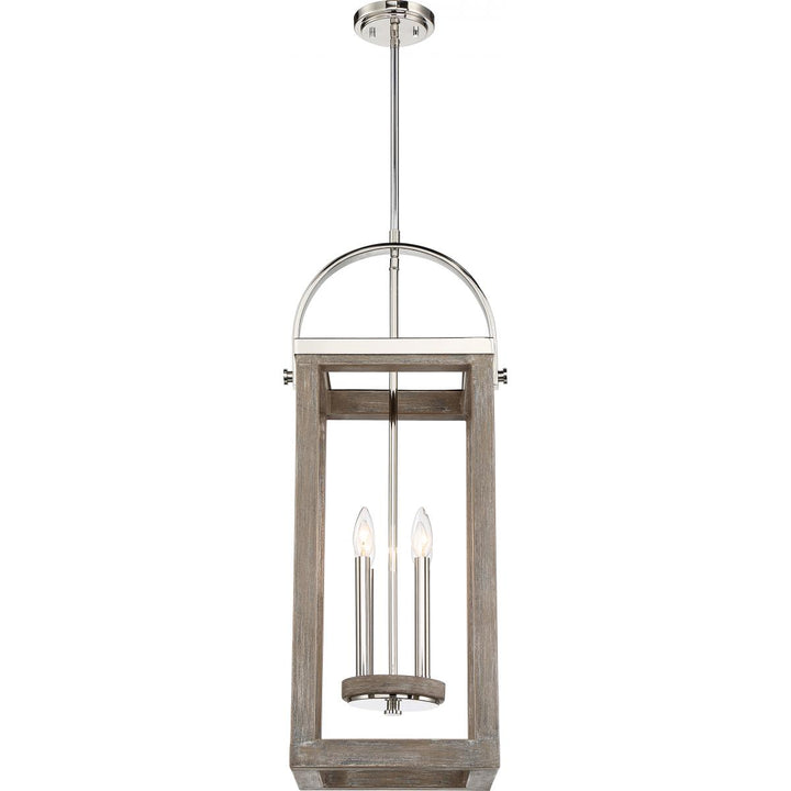 NUVO 60-6481 BLISS 4 LIGHT PENDANT  Bliss - 4 Light Pendant - Driftwood Finish with Polished Nickel Accents
