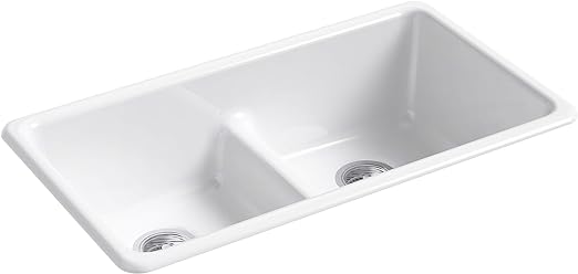 KOHLER 5312-0 Iron/Tones Kitchen Sink, White DISPLAY MODEL