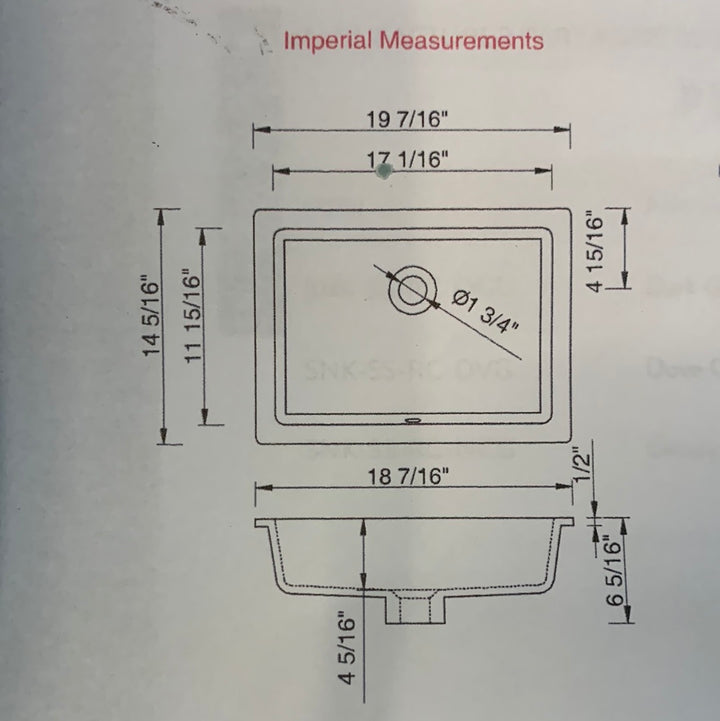 James Martin SNK-SS-RC-DGG Undermount Solid Surface Sink DARK GRAY DISPLAY MODEL