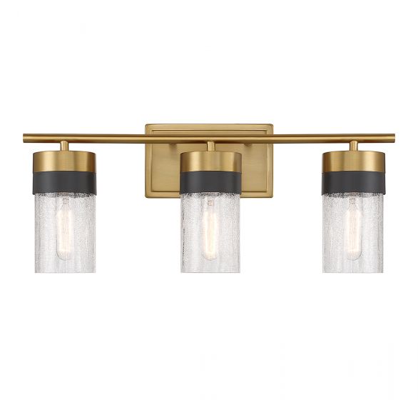 Brickell 3-Light Bathroom Vanity Light in Warm Brass and Black Model #8-3600-3-322 *NEW DISPLAY