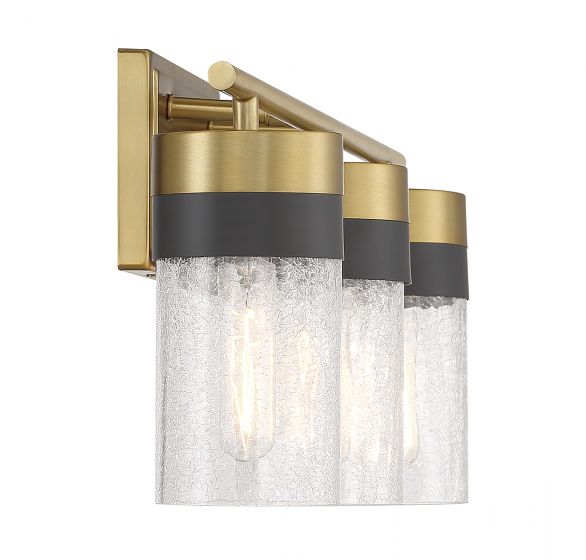 Brickell 3-Light Bathroom Vanity Light in Warm Brass and Black Model #8-3600-3-322 *NEW DISPLAY