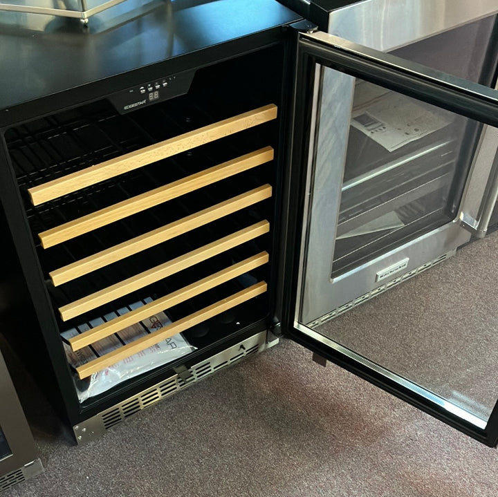 EdgeStar CWR532SZ Blemish on left top and kickplate 24 Inch Wide 53 Bottle Built-In Single Zone Wine Cooler with Reversible Door and LED Lighting Stainless Steel