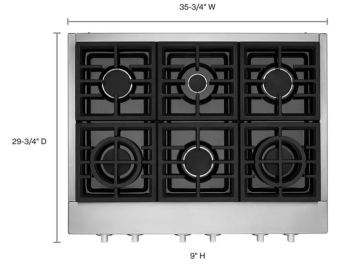 KitchenAid  KCGC506JSS
36 Inch Commercial-Style Gas Rangetop with 6 Burners * Display model *Blemished