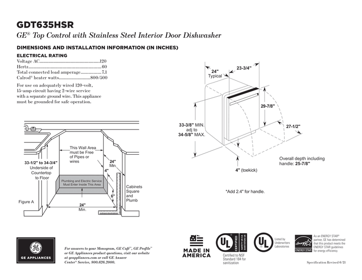 GE 24 Inch Fully Integrated Smart Dishwasher STAINLESS STEEL GDT635HSRSS