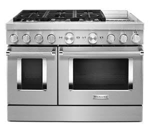 KitchenAid Commercial-Style KFDC558JSS48 Freestanding Dual Fuel Smart Range *NEW DISPLAY