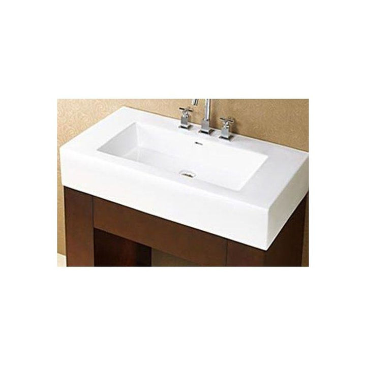 Ronbow RON217737-8-WH Ceramic White Rectangle Lavatory Sink with Overflow