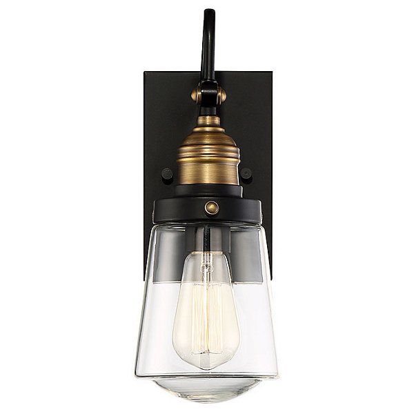 Macauley Outdoor Wall Sconce by Savoy House 14 INCHEBLACK WITH WARM BRASS