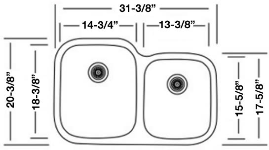 Mirabelle 31-1/2" Double Basin Stainless Steel Kitchen Sink with 60/40 Split - Undermount Installation MIRUC3221L DISPLAY MODEL