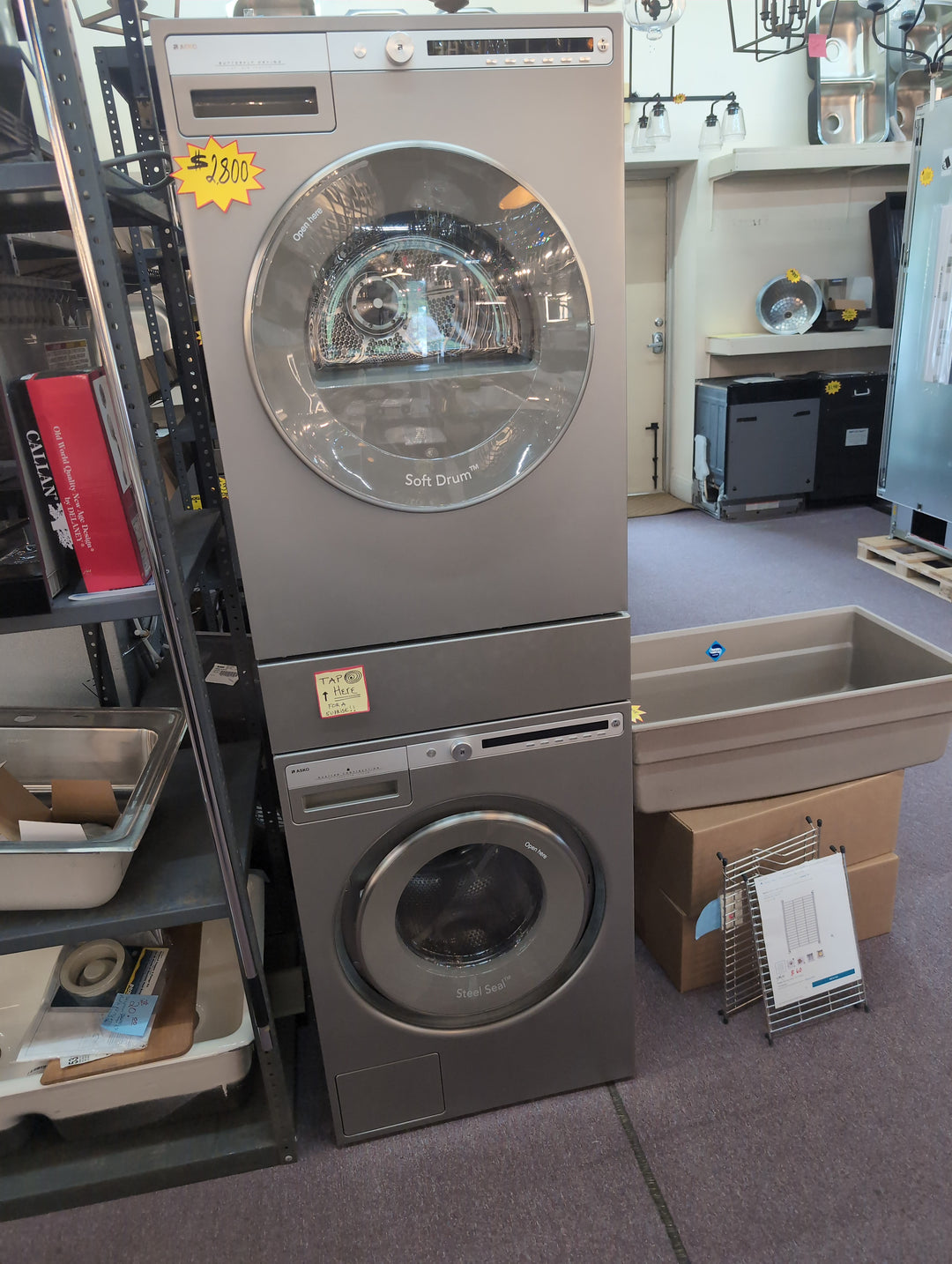 ASKO ASWADRET41143
Stacked Front Load Washer and Electric Dryer Set in Titanium with ironing board pullout Asko HI1153T *Display *Blemishes