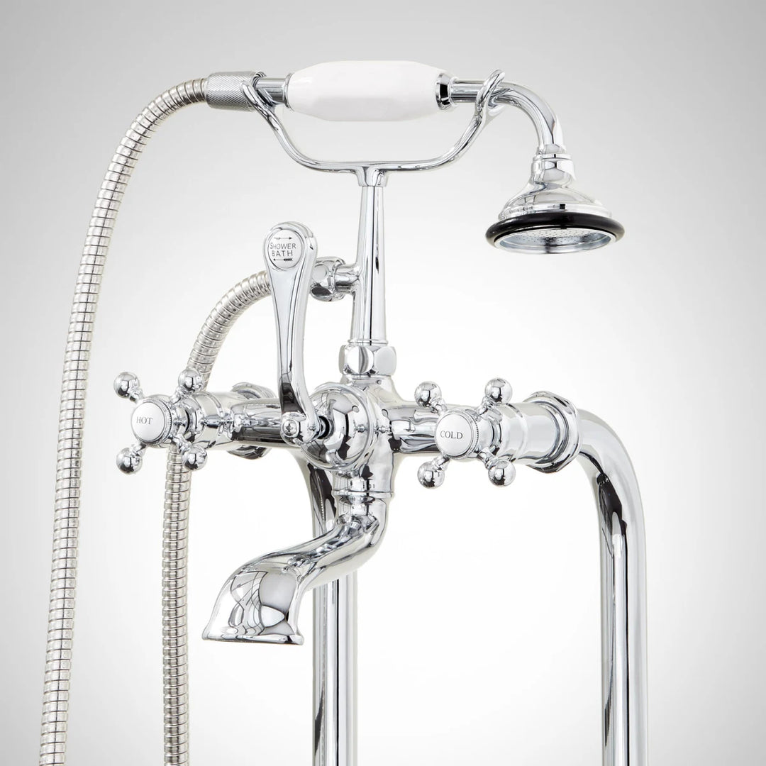 Signature Hardware Boca Raton Floor Mounted Tub Filler Faucet - Includes Hand Shower and Valve Model: 448435/SHBRFS3000CP * NEW DISPLAY